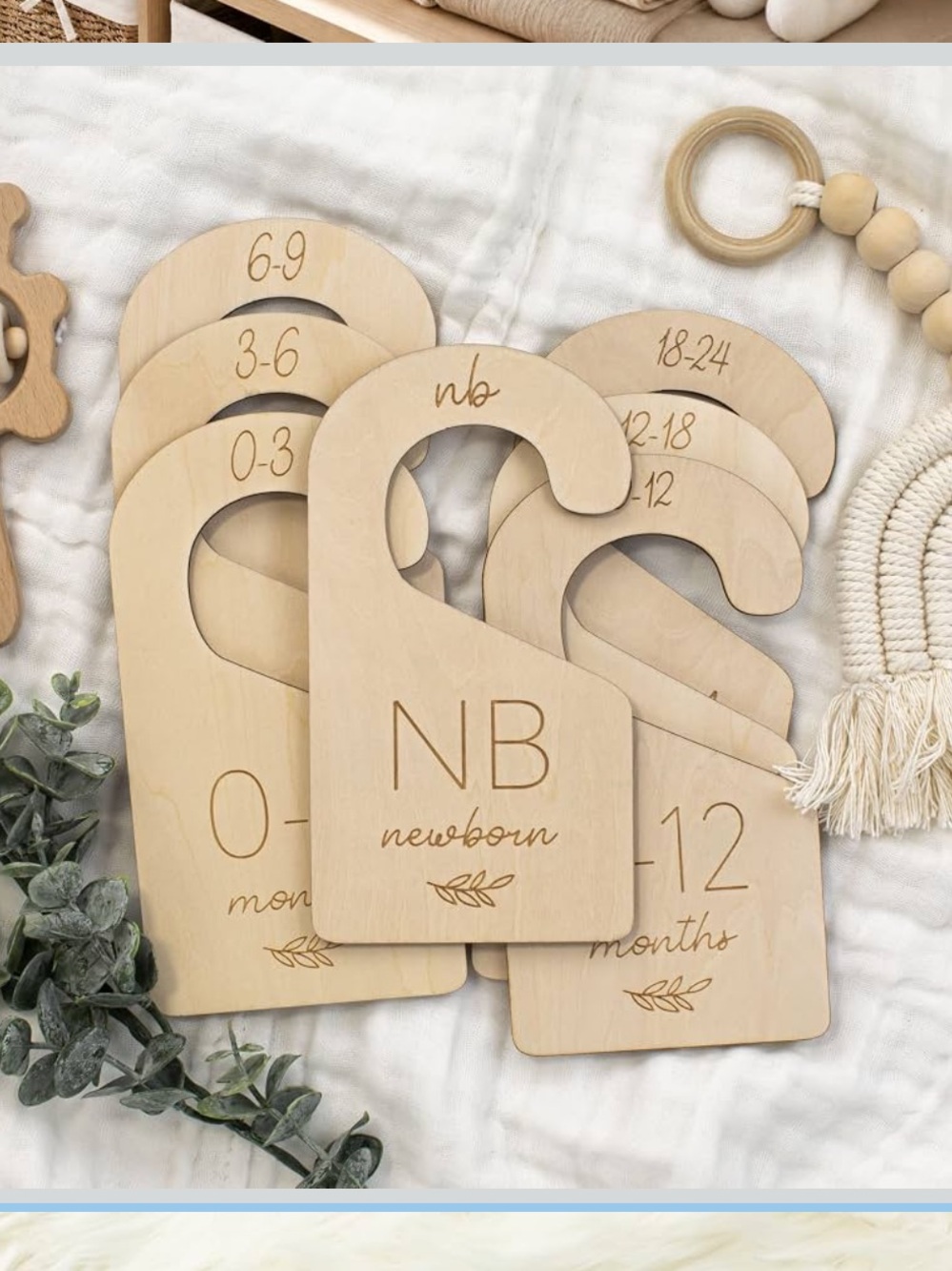 Neutral Wood Baby Closet Dividers - Newborn to Toddler